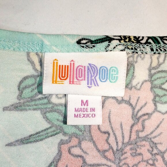 LulaRoe Summer Womens Aqua Floral Sleeveless Tank Dress Floral Print Size M - Picture 7 of 10